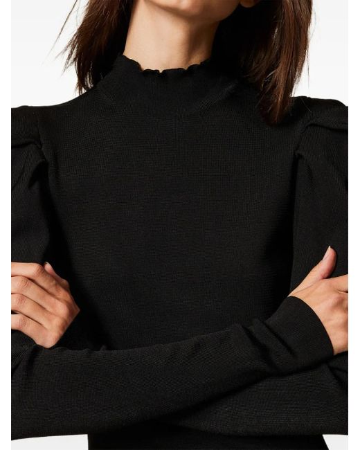 Twinset Black Draping Sleeve Mini Dress