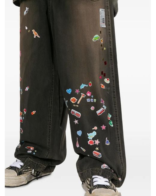 Maison Mihara Yasuhiro Gray All-Over Graphic Print Jeans for men