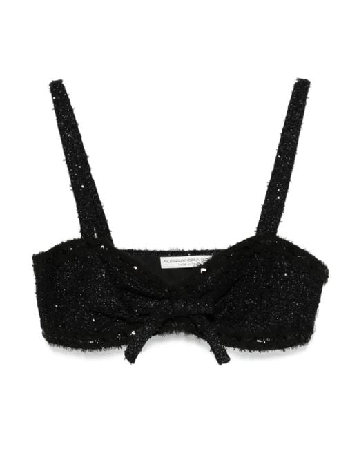 Alessandra Rich Black Top mit Pailletten