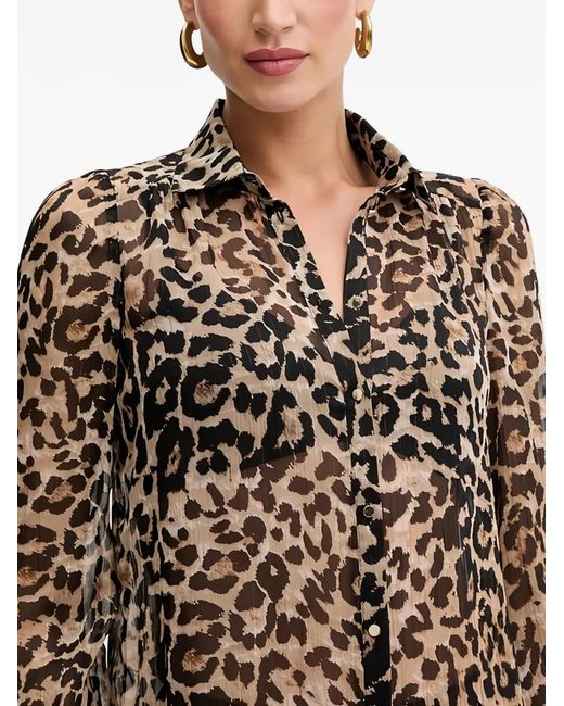 Morgan Brown Clion Leopard-Print Button-Down Shirt