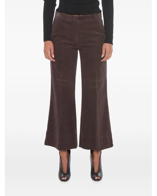 Ql2 Brown Corduroy Flared Trousers
