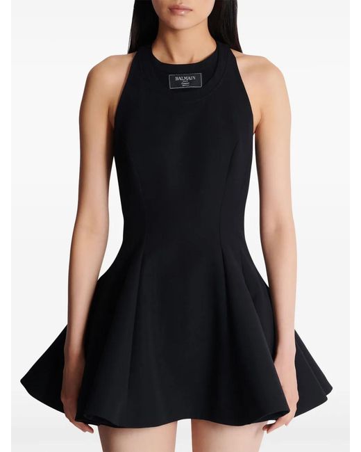 Balmain Black Virgin Wool Mini Dress