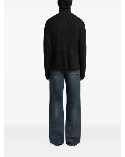 Courreges Blue Washed Wide-Leg Jeans for men