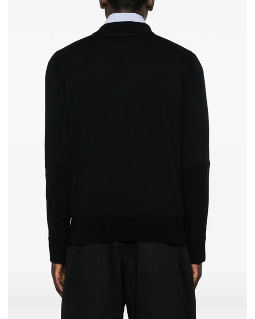 Sacai Black Long-Sleeve Crew Neck Sweater for men