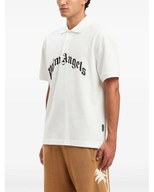 Palm Angels White Polo With Logo for men