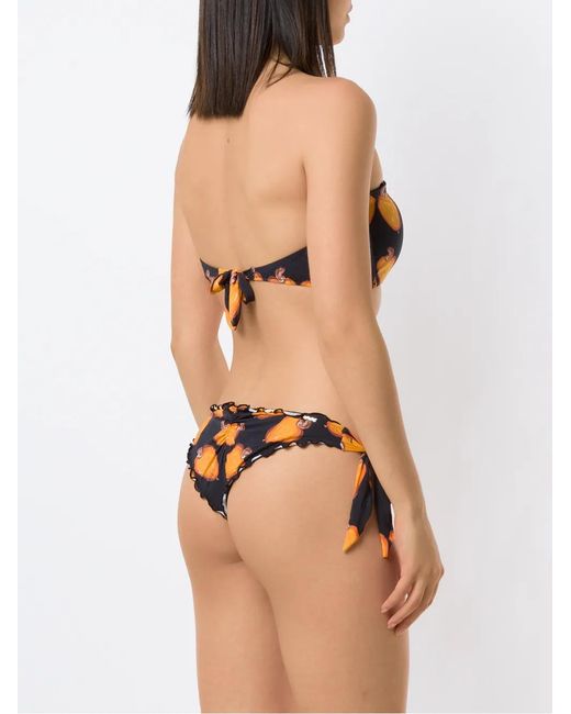 Amir Slama Black Frufru Printed Bandeau Bikini Set