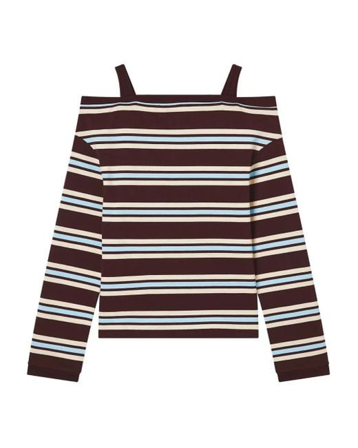 B+ AB Red Striped Off-Shoulder Top