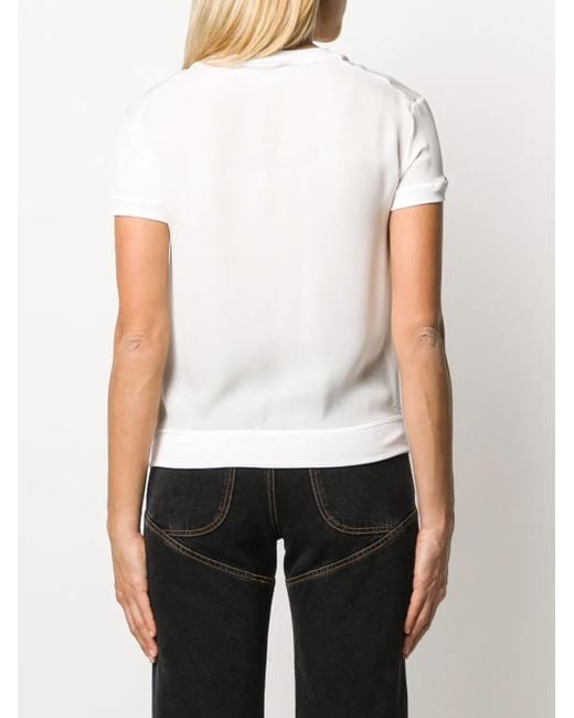 DSquared² White Mirrored Logo Georgette Top