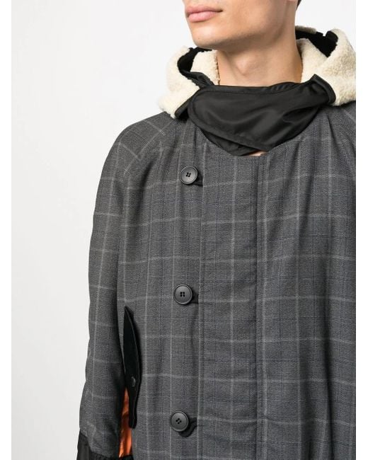Junya Watanabe Gray Checked Patchwork Coat for men