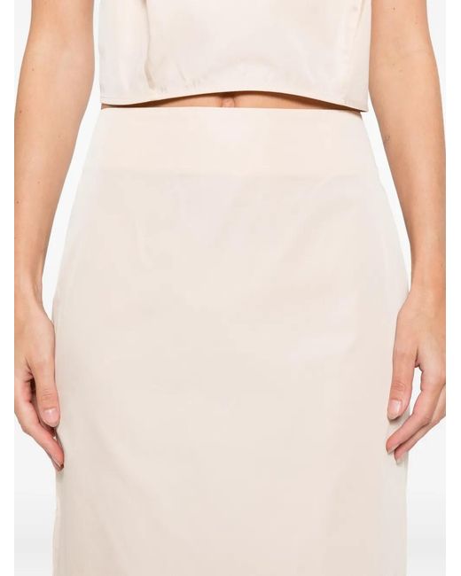 St. Agni Natural Rear-Slit Midi Skirt