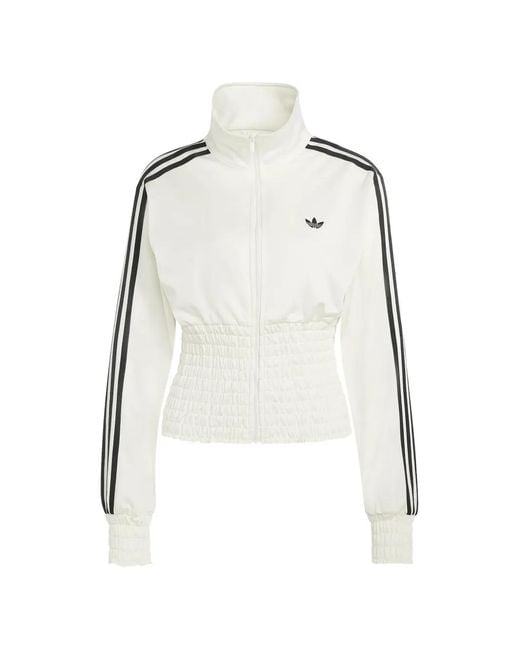 Adidas Natural Firebird Stripe Shirred Top