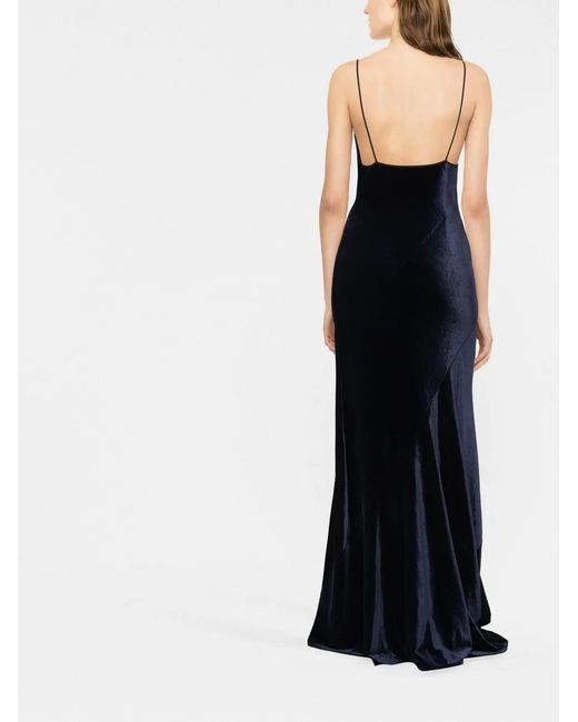 Philosophy Di Lorenzo Serafini Blue Cowl-Neck Sleeveless Gown