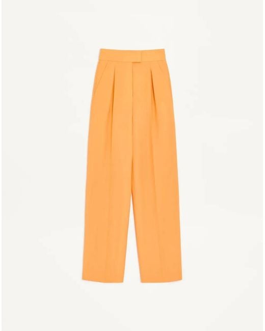 Valentino Garavani Orange British Pleated Straight-Leg Trousers