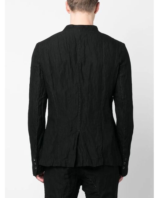 Masnada Black Textured Cotton-Blend Blazer for men