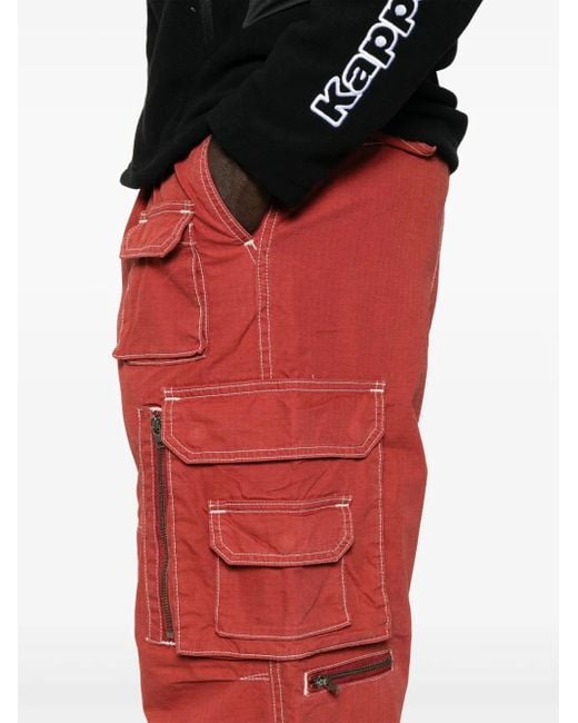Thisisneverthat Red Crazy Multi-Zip Cargo Trousers for men