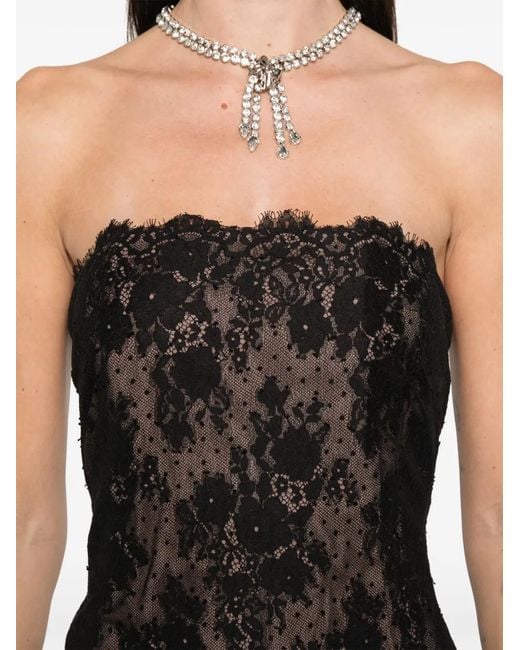 retroféte Black Maxikleid aus Tüll mit Spitzenbesatz