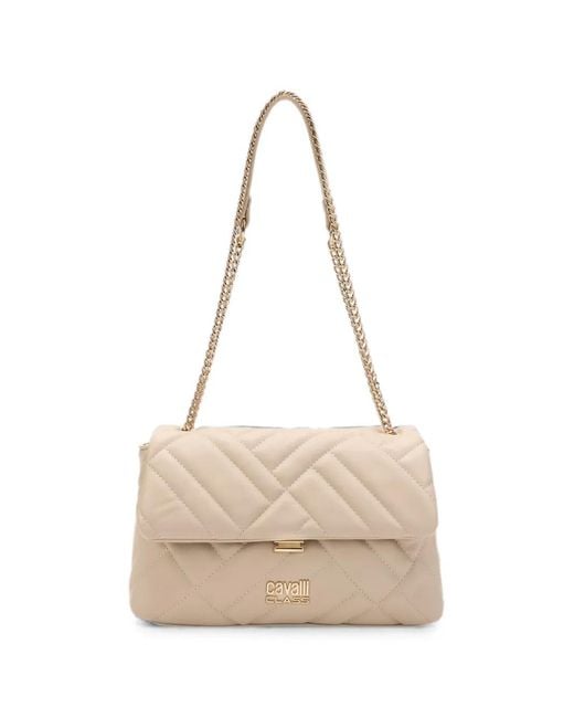 Roberto Cavalli Natural Quilted Shoulder Bag