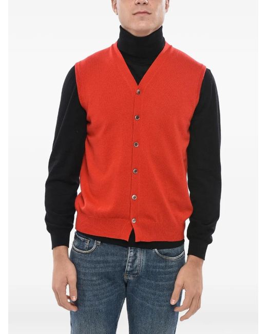 Malo Red Sleeveless V-Neck Vest for men