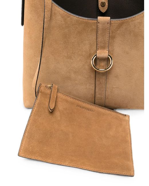 Strathberry White Sac Porté Épaule En Daim