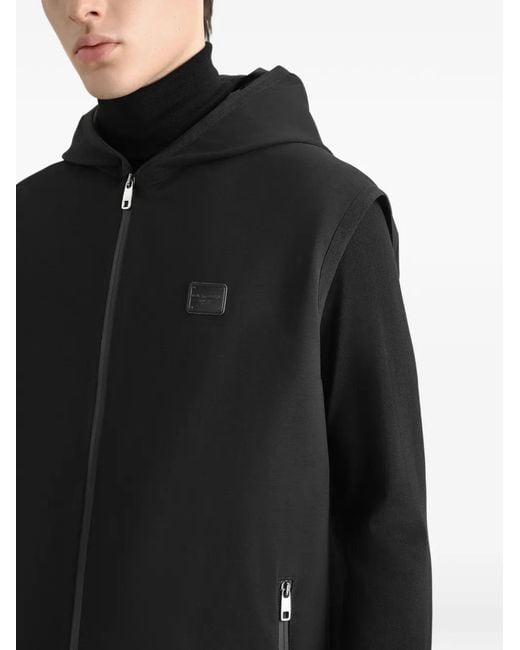 Dolce & Gabbana Black Technical-Fabric Vest With Hood for men