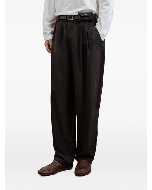 CROQUIS Black Pleated Tapered Trousers for men