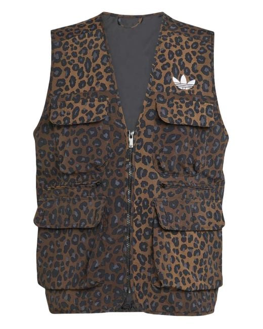 Adidas Gray Leopard-Print Gilet for men