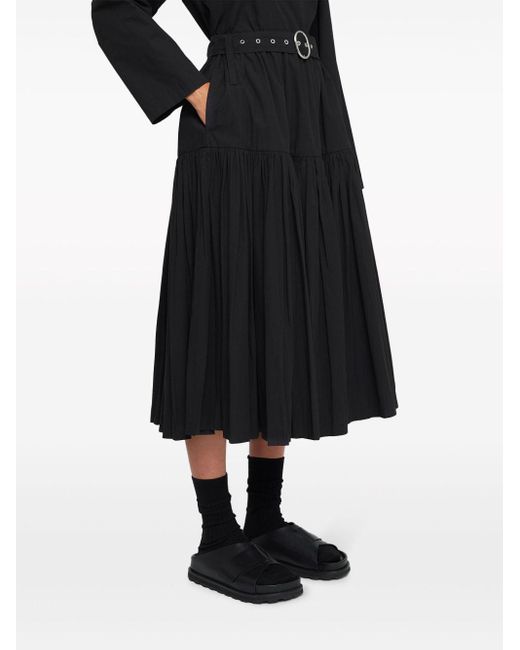 Jupe mi-longue plissée à taille haute Jil Sander en coloris Black