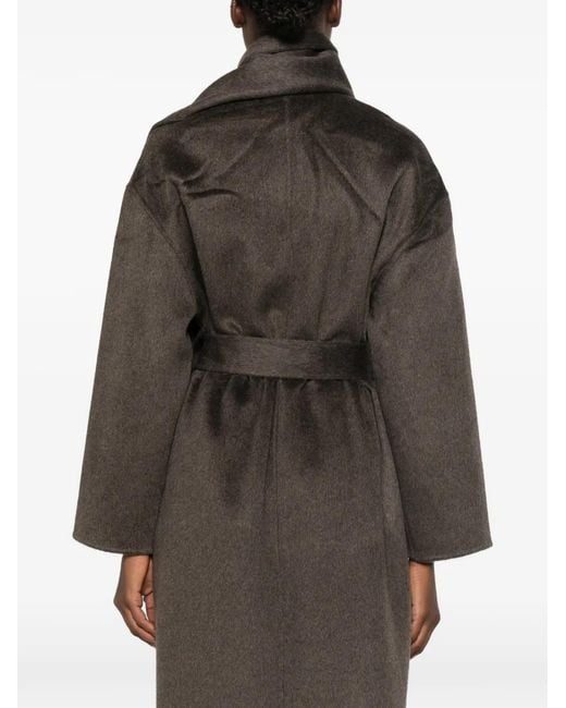 The Dynamis Studio Brown Scarf-Detail Belted Coat