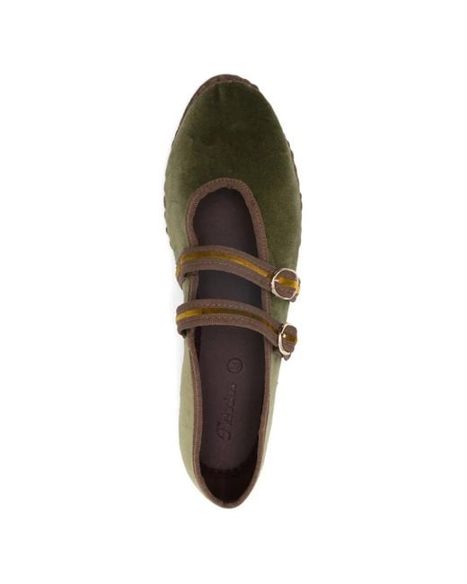 Flabelus Green Claire Double-Strap Ballet Flats