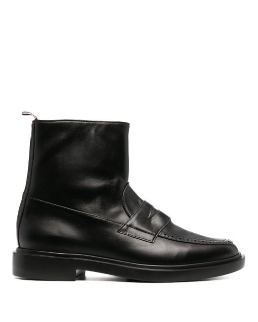 Thom Browne Black Penny Slot-detail Ankle Boots for men