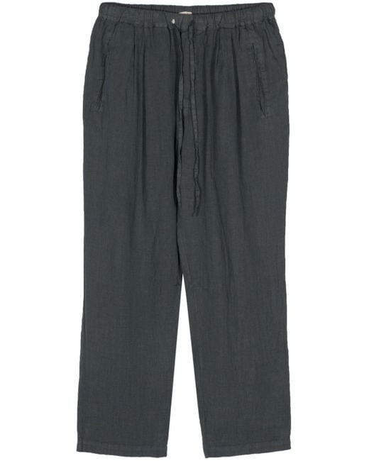 Massimo Alba Gray Linen Chambray Tapered Trousers for men