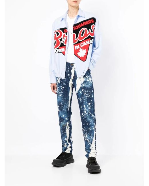 DSquared² White Logo-Patch Long-Sleeve Shirt for men