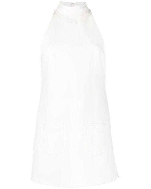 Courreges White Logo-embroidered A-line Mini Dress