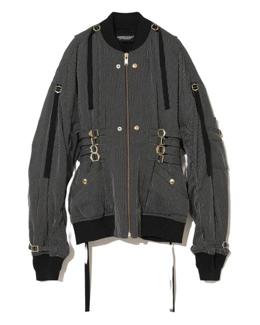 Undercover Black Pinstripe Bomber Jacket