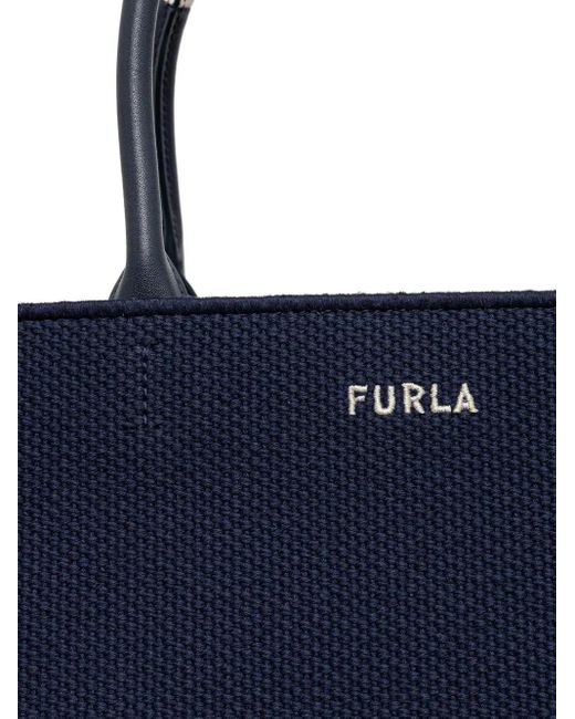 Furla Blue Gestreifter Shopper