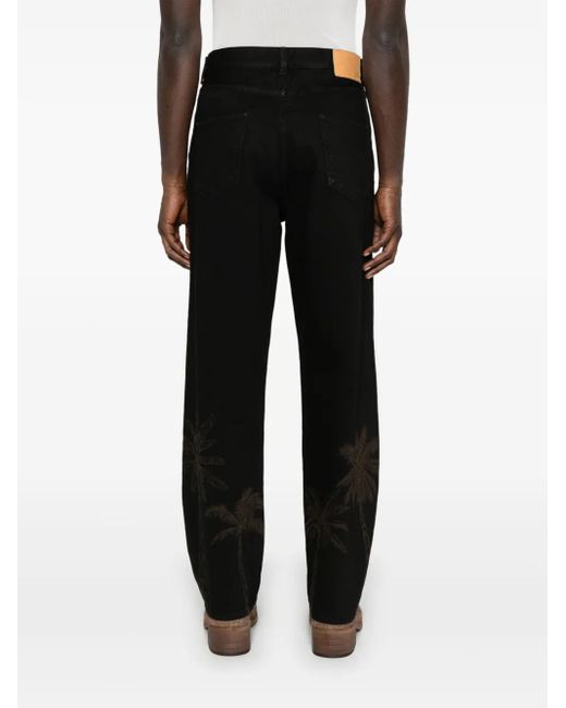 Alanui Black Jungle Toile De Jouy Jeans for men