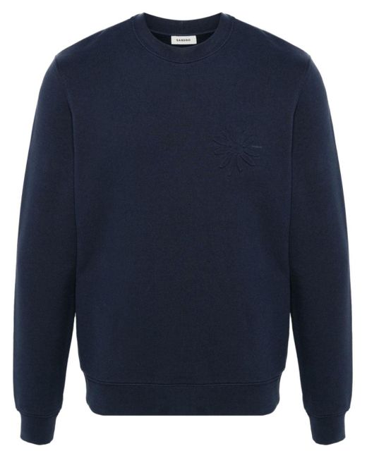 Sandro Blue Logo-print Crew-neck Sweatshirt for men