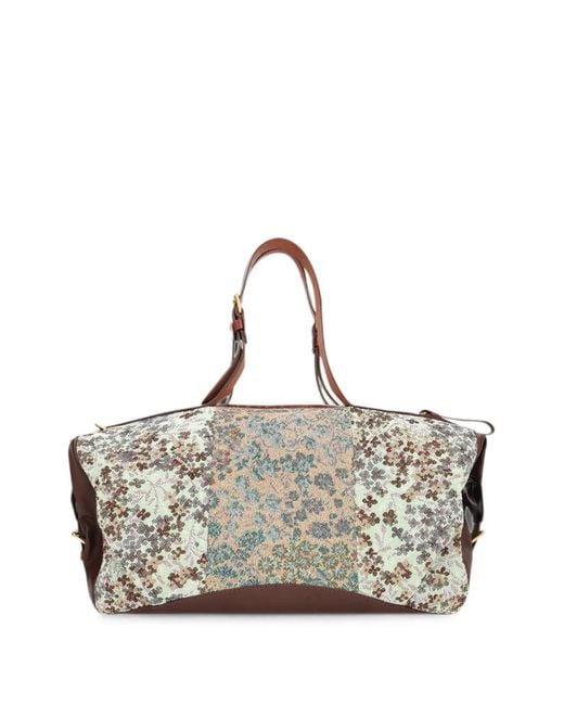 Dries Van Noten Natural Embroidered East-West Bag