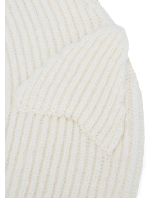 Charles Jeffrey White Ribbed-Knit Ear-Detail Beanie Hat for men