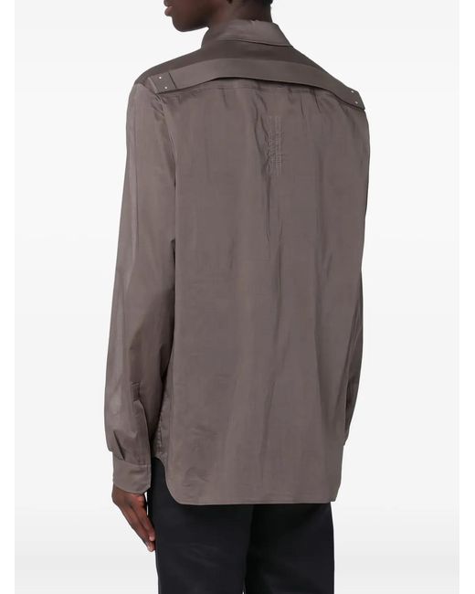 Rick Owens Brown Long-Sleeve Panelled Shirt for men