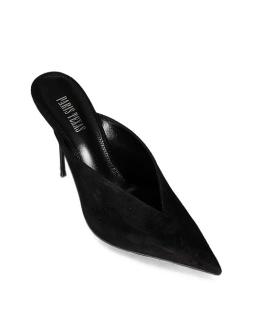 Paris Texas Black Pointed-Toe Suede Mules