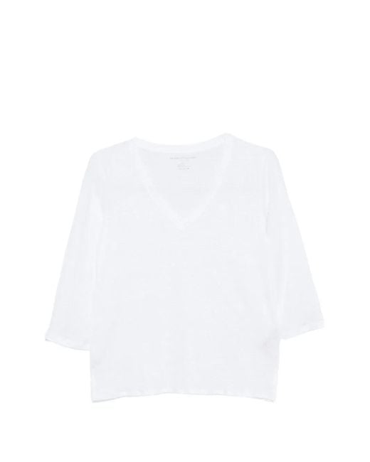 Majestic Filatures White T-Shirt À Col V