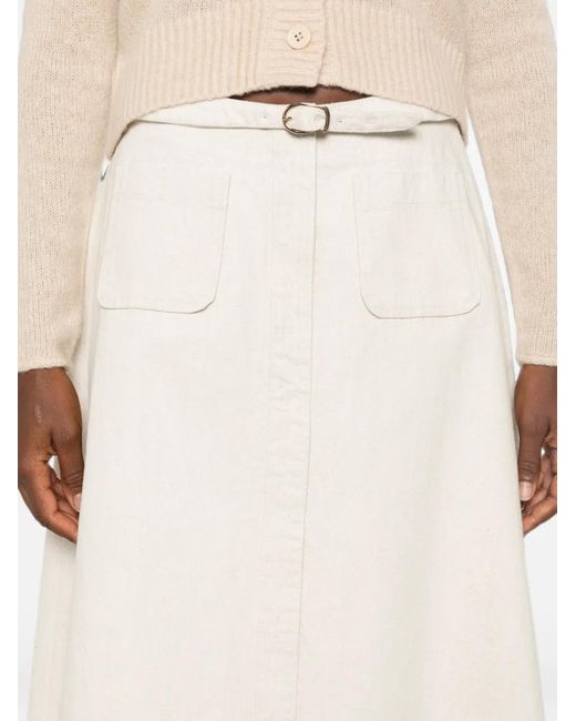 Dorothee Schumacher White Belted Patch-Pocket Midi Skirt
