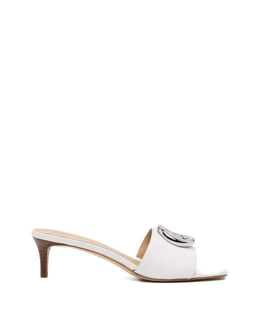 Michael Kors White 40Mm Logo Kitten Heel Sandals