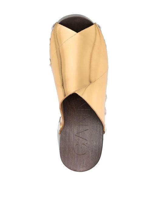 Ganni Yellow Stud-Detail Wedge Clogs