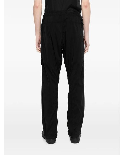 Stone Island Black Logo-Patch Drawstring Trousers for men