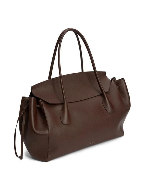 Jil Sander Brown Medium Grained Leather Voyage Handbag