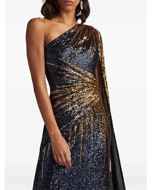 Robe Ornée De Sequins Marseille À Une Épaule Tadashi Shoji en coloris Blue