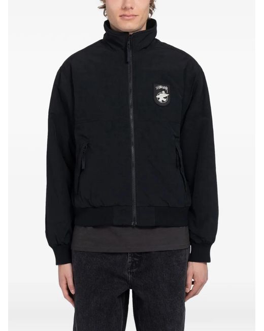 Stussy Blue Logo-Patch Fleece-Lined Jacket