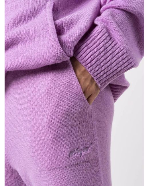 MSGM Purple Merino-Blend Knitted Track Pants